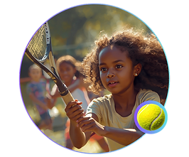 Young Girl Holding Tennis Racket.png