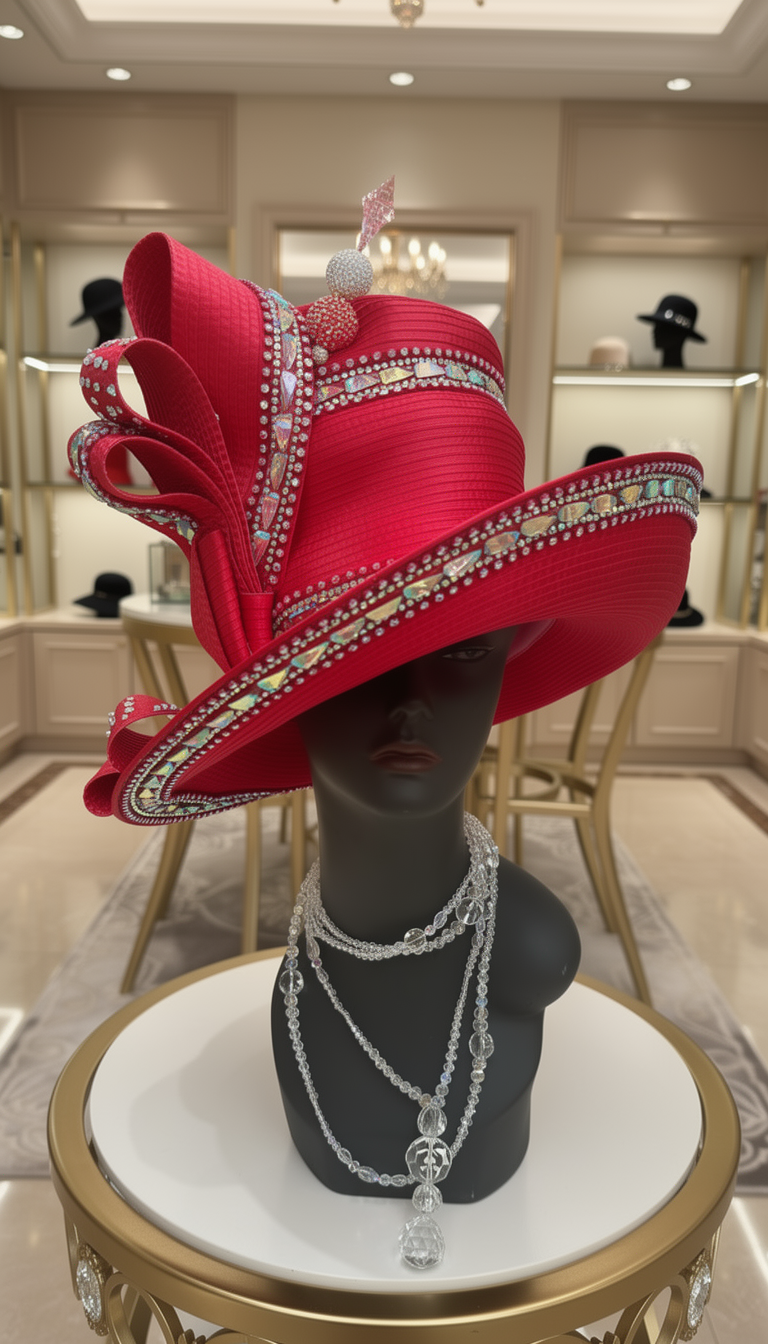 Handcrafted wide brim statement hat with bow and hatpin — The Denise by Zawan's Boutique