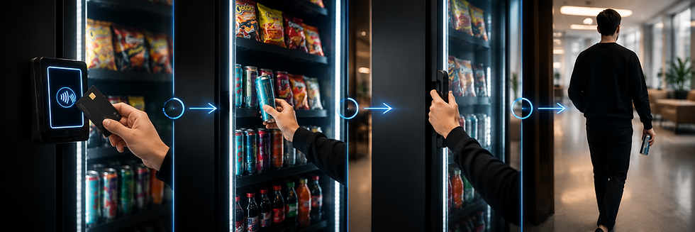 A man using the Tap&Go functionality on a fully stocked Smart Cooler