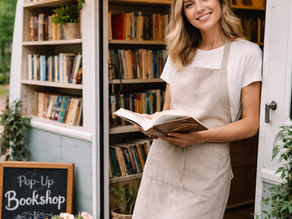 a woman running a mobile bookstore
