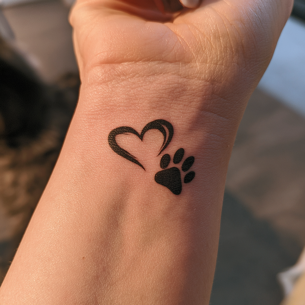 a pet tattoo of a heart and paw