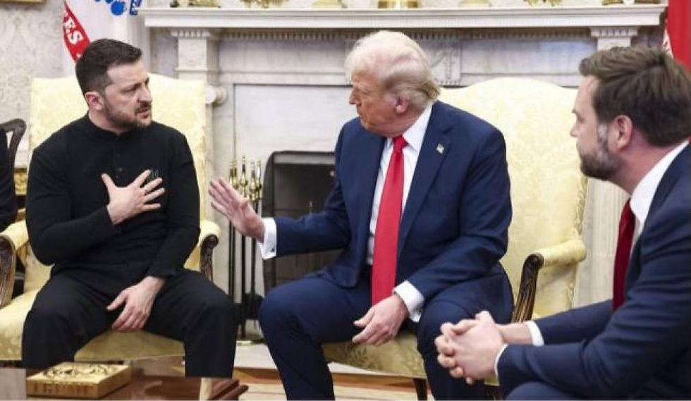 Il presidente ucraino Zelenskij viene "rimproverato" dal presidente USA Trump e dal suo vice Vance alla ACsa Bianca, febbraio 2025/ANSA