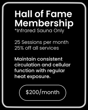Infrared Sauna only Membership 25 sessions per month $200