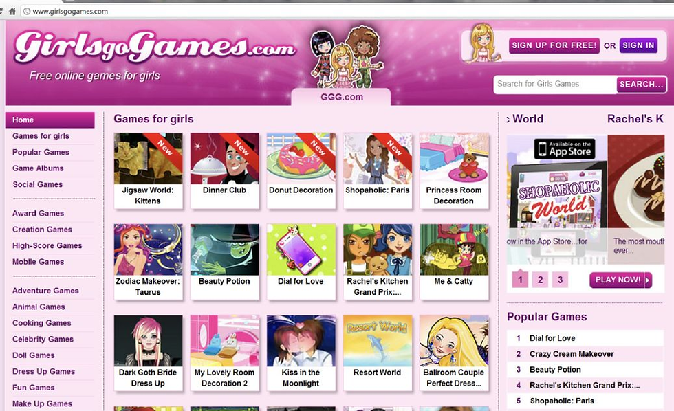 GirlsGoGames Original site