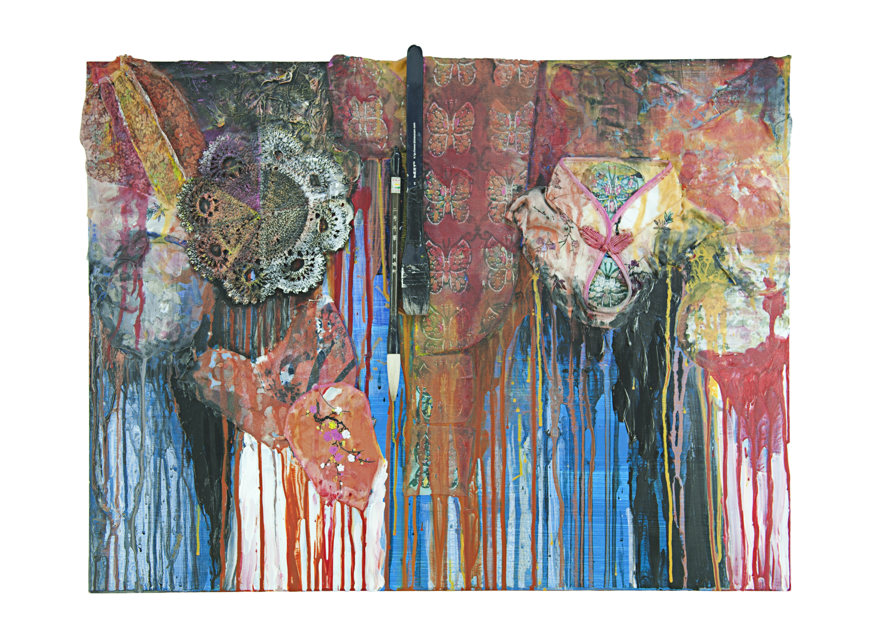 Abstract After Rauscheberg 60 x 80 cm Mixed Media on Board