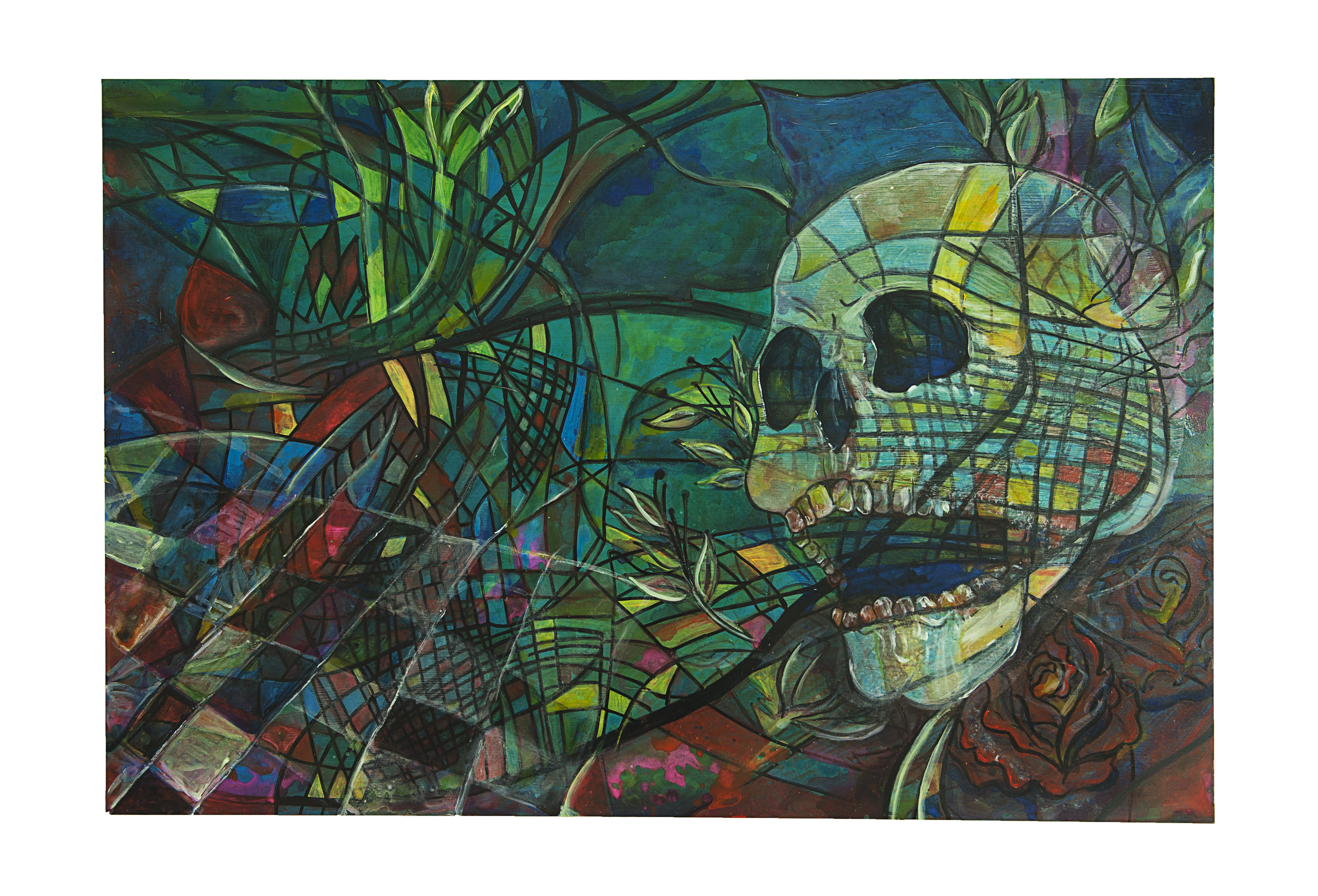 Skull Painting (After Julian Lesser) 80 x 120 cm Acrylic and Mixed media on Board