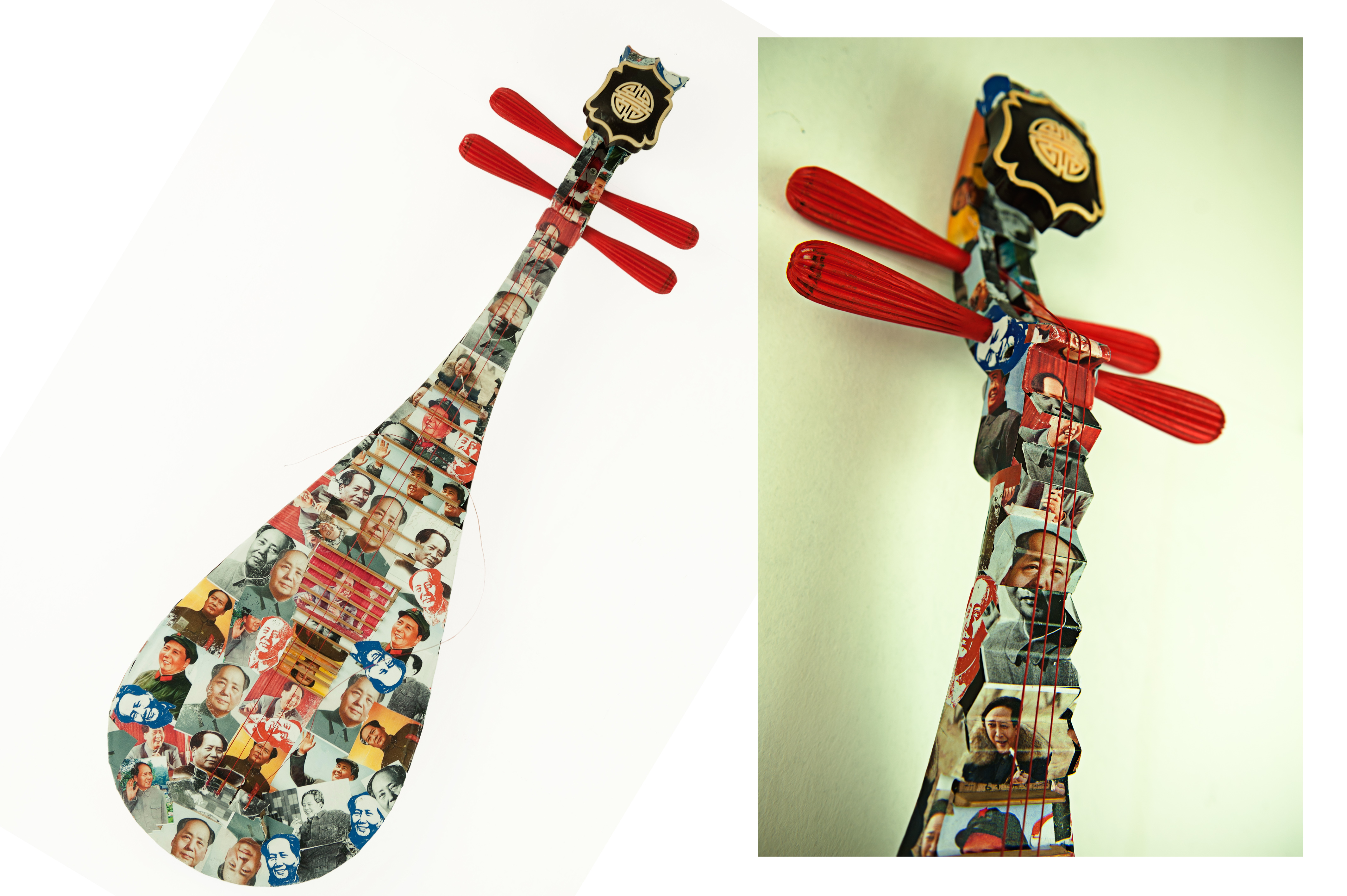 Mao Pipa 88 x 27cm Assemblage Collage