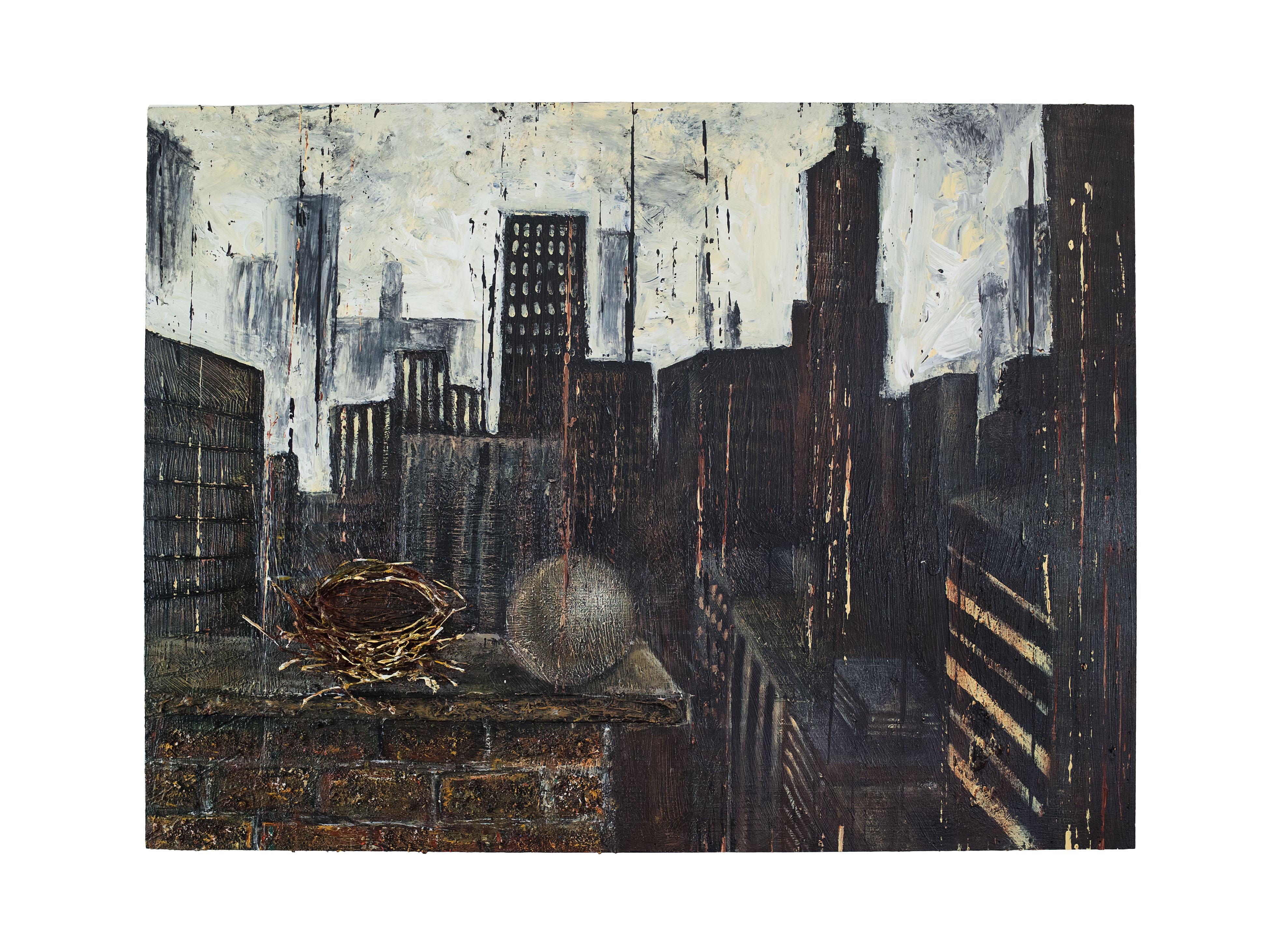 Urban Nest 60 x 80cm Acrylic and Mixed Media on Board