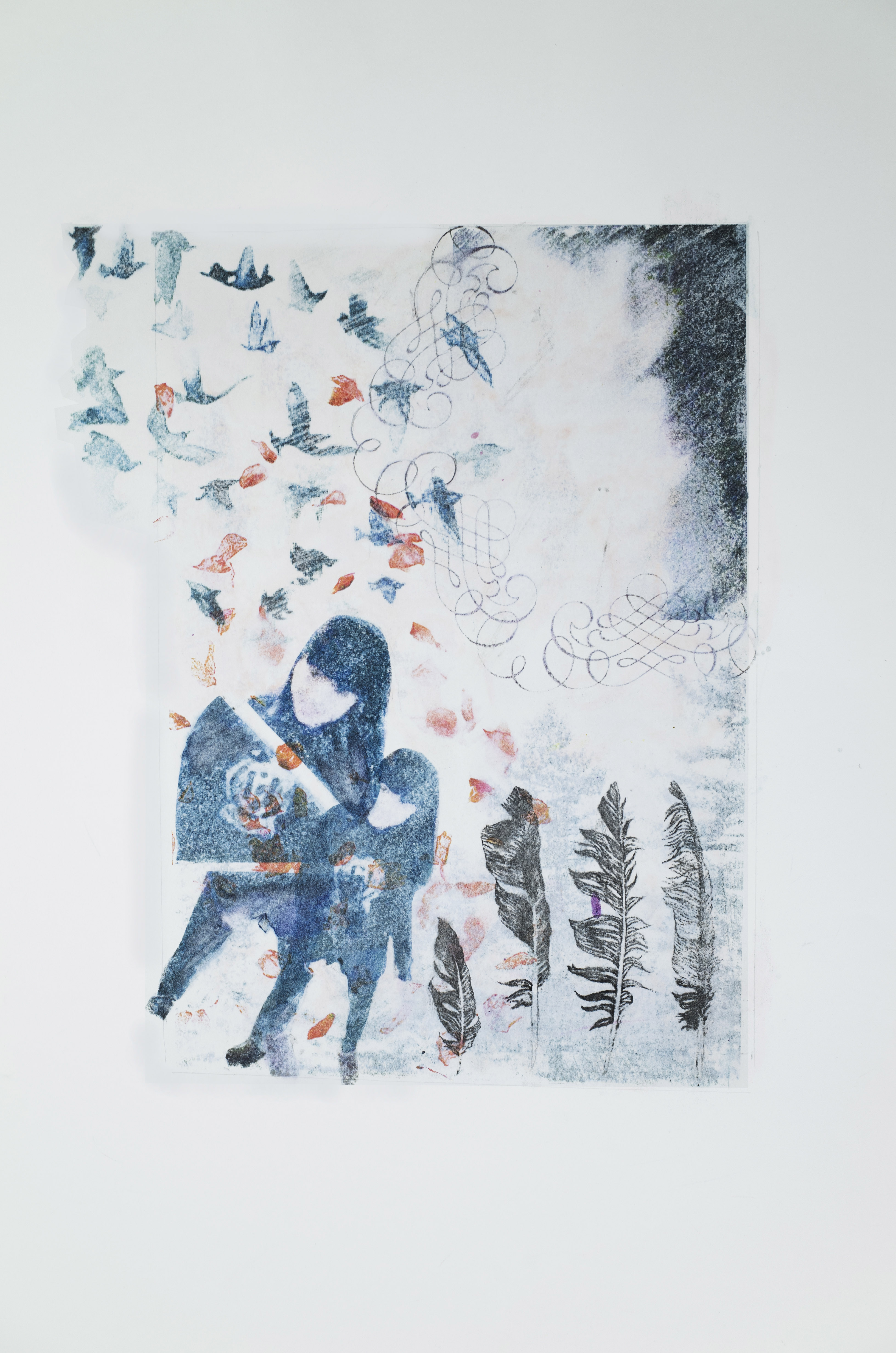 Self portrait 30 x 21cm Photo-release Collage on paper