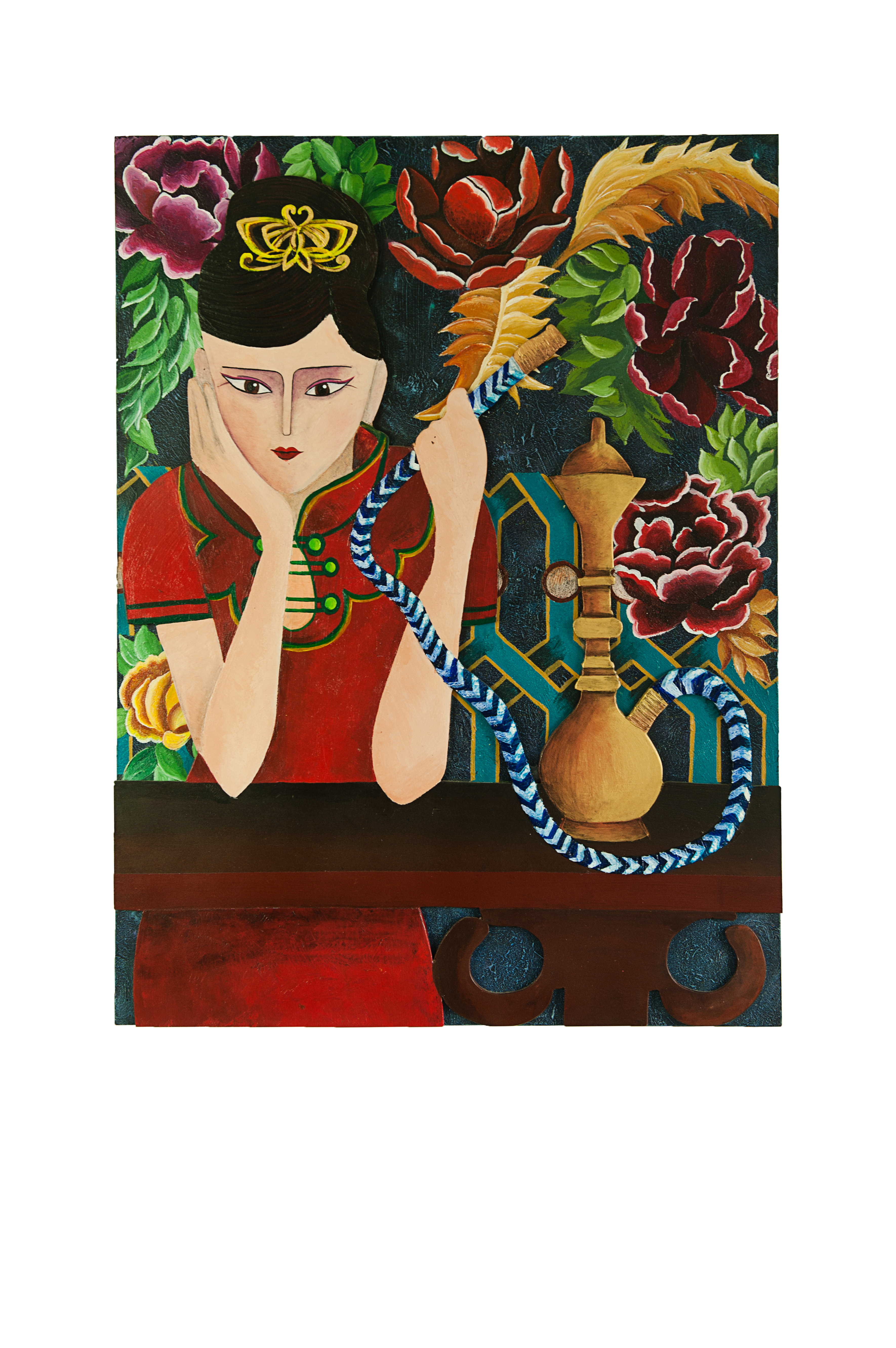 Chinese Folk Painting 80 x 60 cm Acrylic and Impasto on Board