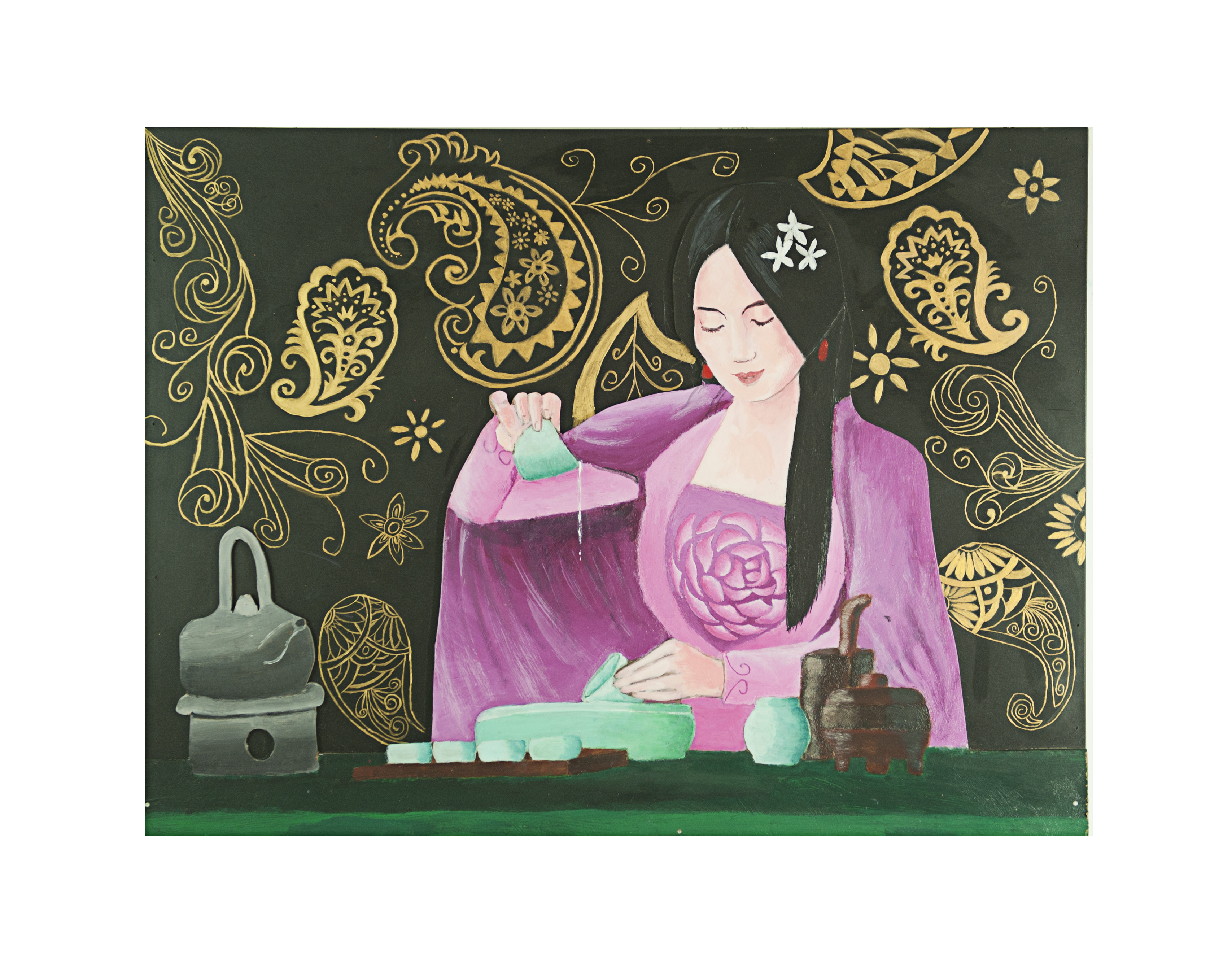 Tea Ceremony 60 x 80 cm Acrylic on Board