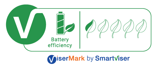 A ViserMark Label for battery efficiency displaying 0,5 leaf out of 5 leaves for the Samsung Galaxy A26