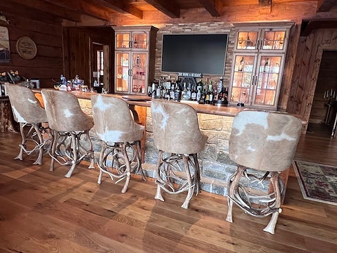 Custom elk antler bar stools with backs handcrafted from naturally shed elk antlers
