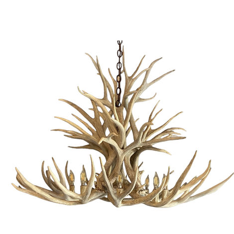sun bleached mule deer chandelier Wild Ridge antler chandelier modern rustic 8 light 12 light antler lighting