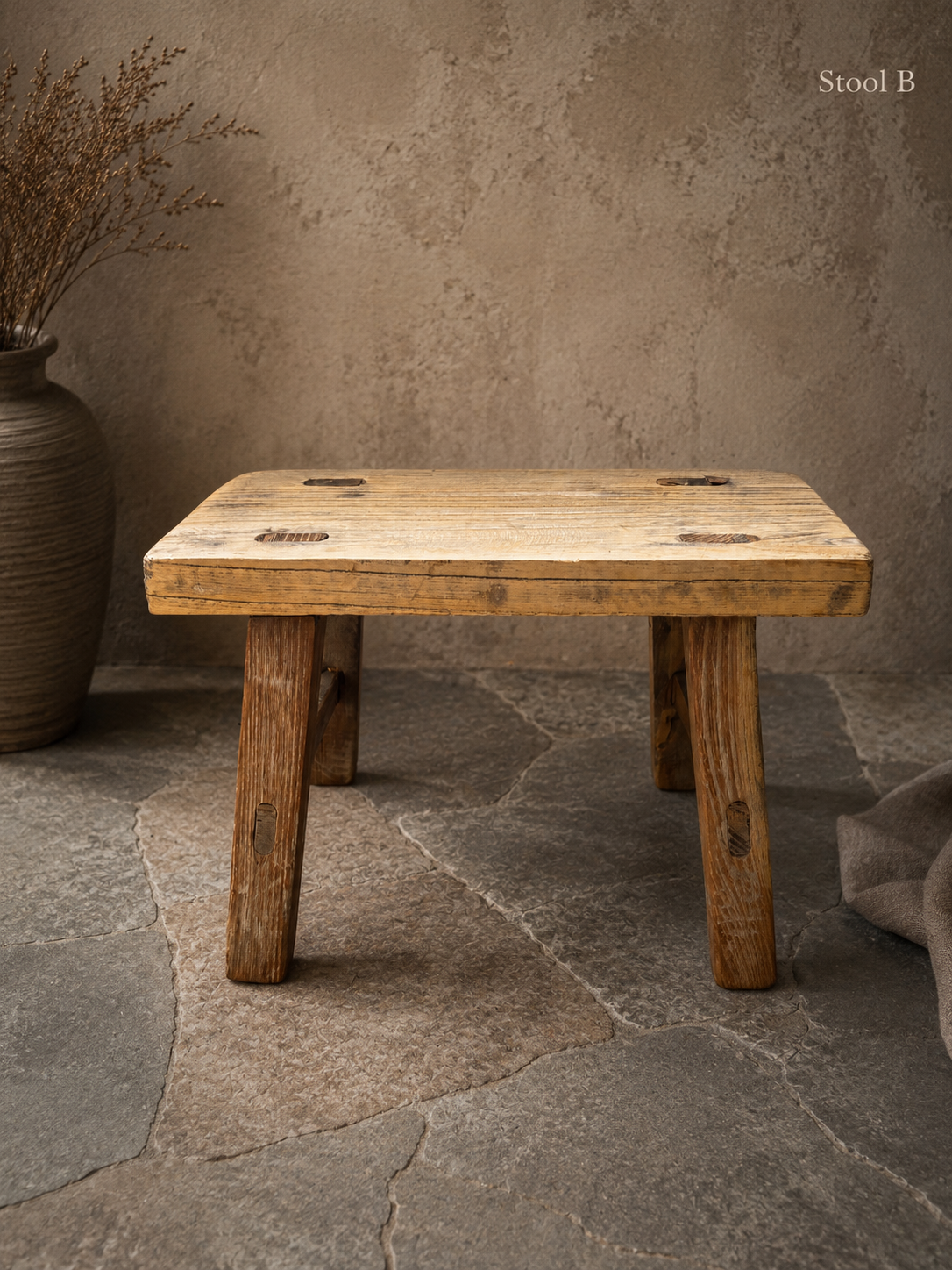 front view rustic decorative stool