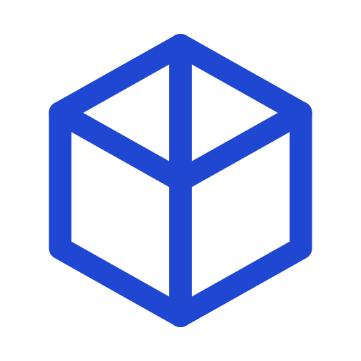 Outline icon of an open package box, representing small packaging runs.