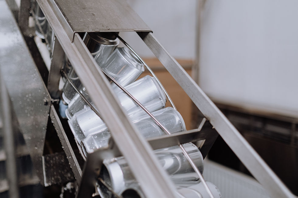 Cans loaded into a small-batch canning tray at Bespoke Canning Co.