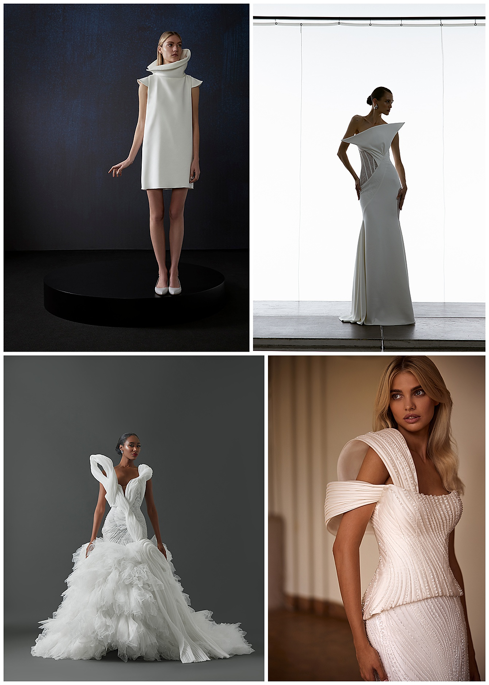 From top left, clockwise: Pronovias ‘Boveda,' WONA Concept, Milla Nova ‘Canary,' Es Azenabor