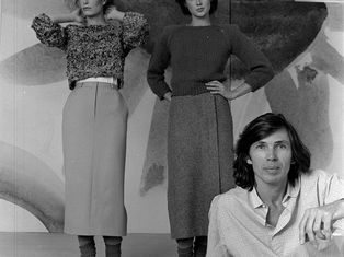 Designer Perry Ellis with models in Portfolio by Perry Ellis Fall 1978 Ready to Wear Advance Fairchild Archive