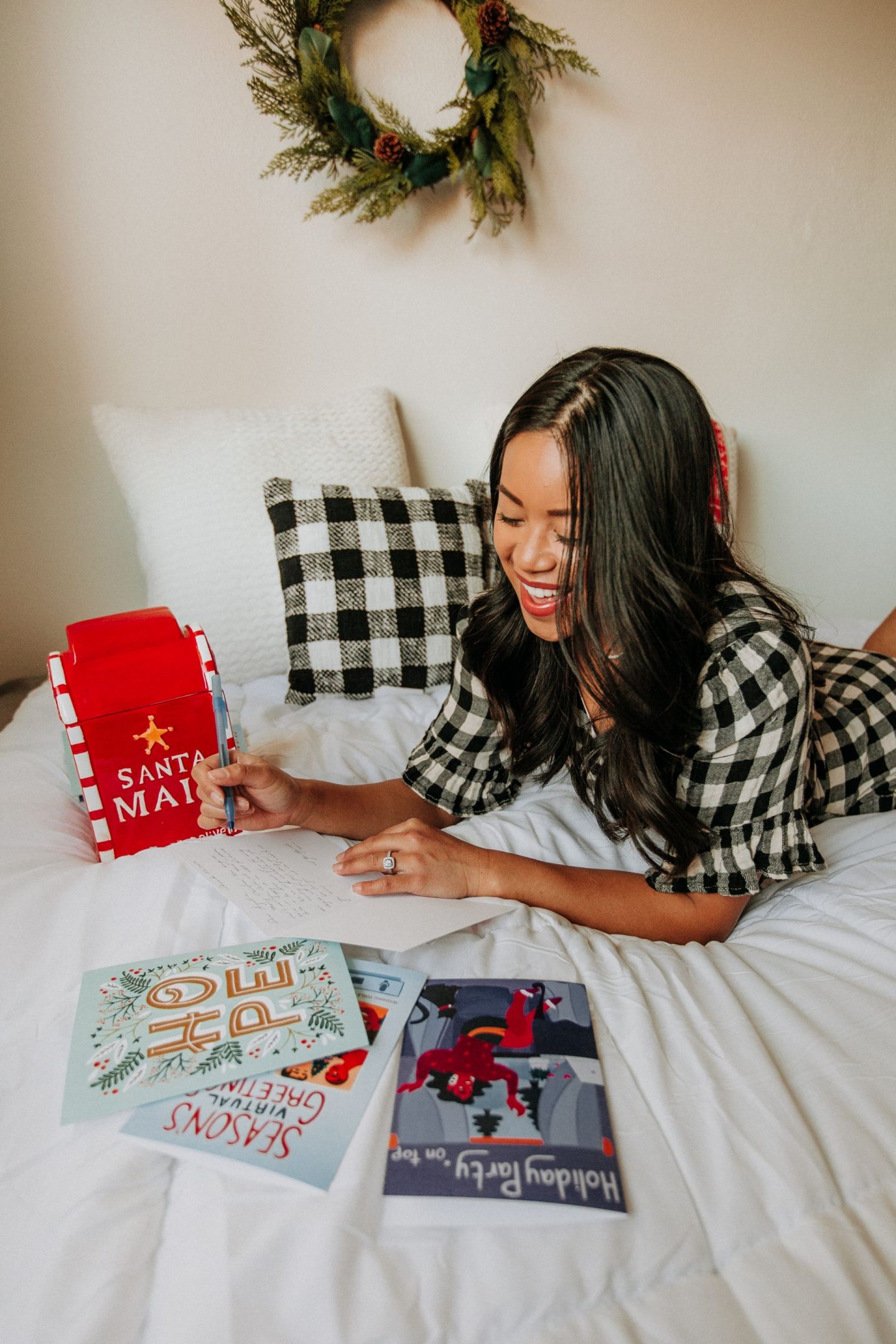 Writing Christmas cards in bed - – image from www.emmasedition.com – copyright @emmasedition