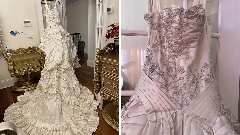 Pics shared by a seller on eBay claiming it's Melania Trump’s Dior wedding dress. (eBay)