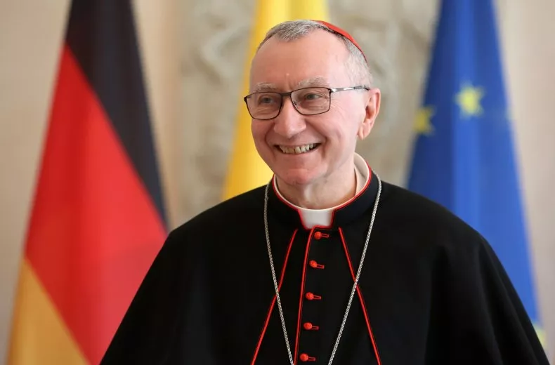 Cardinal Secretary of State of the Vatican Pietro Parolin arrives to meet with German President Frank-Walter Steinmeier (unseen) at Schloss Bellevue on June 29, 2021 in Berlin, Germany. Germany and the Vatican are celebrating the... More Photo by Adam Berry/Getty Images