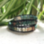 Thumbnail: Jade and Moss Agate Leather Wrap Bracelet