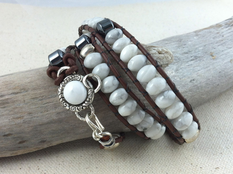 Thumbnail: Howlite Leather Wrap Bracelet