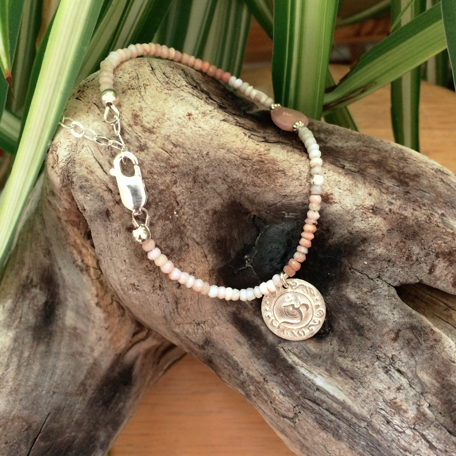 Tiny Om Pink Opal Bracelet