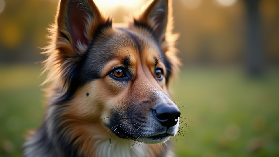 Close-up of a dog’s focused face during a training session