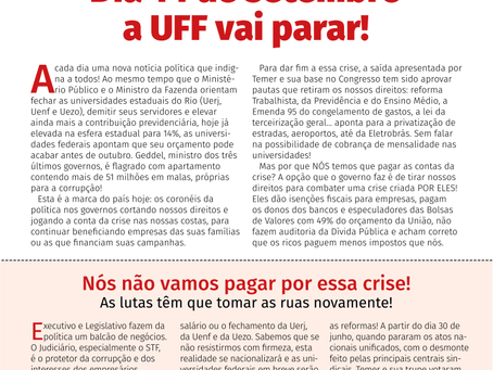 SINTUFF, ADUFF e DCE convocam paralisação unificada dia 14/9