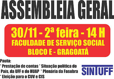 Venha para a Assembleia do SINTUFF