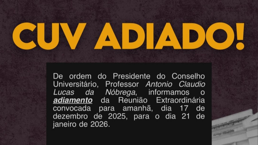 Após pressão dos três setores da UFF, CUV de 17 de dezembro foi adiado