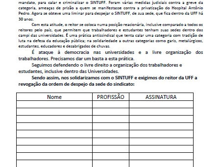 Moção de Apoio - Assine!