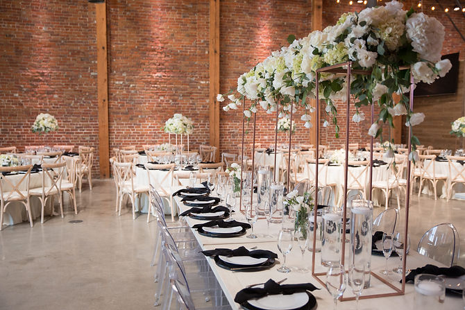 A table setup at SGV Event Center, the place couples choose when they search indoor reception venues near me.
