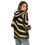 Thumbnail: Sade Renee Women's Half Zip Fleece Hoodie, Black and Gold Stripes