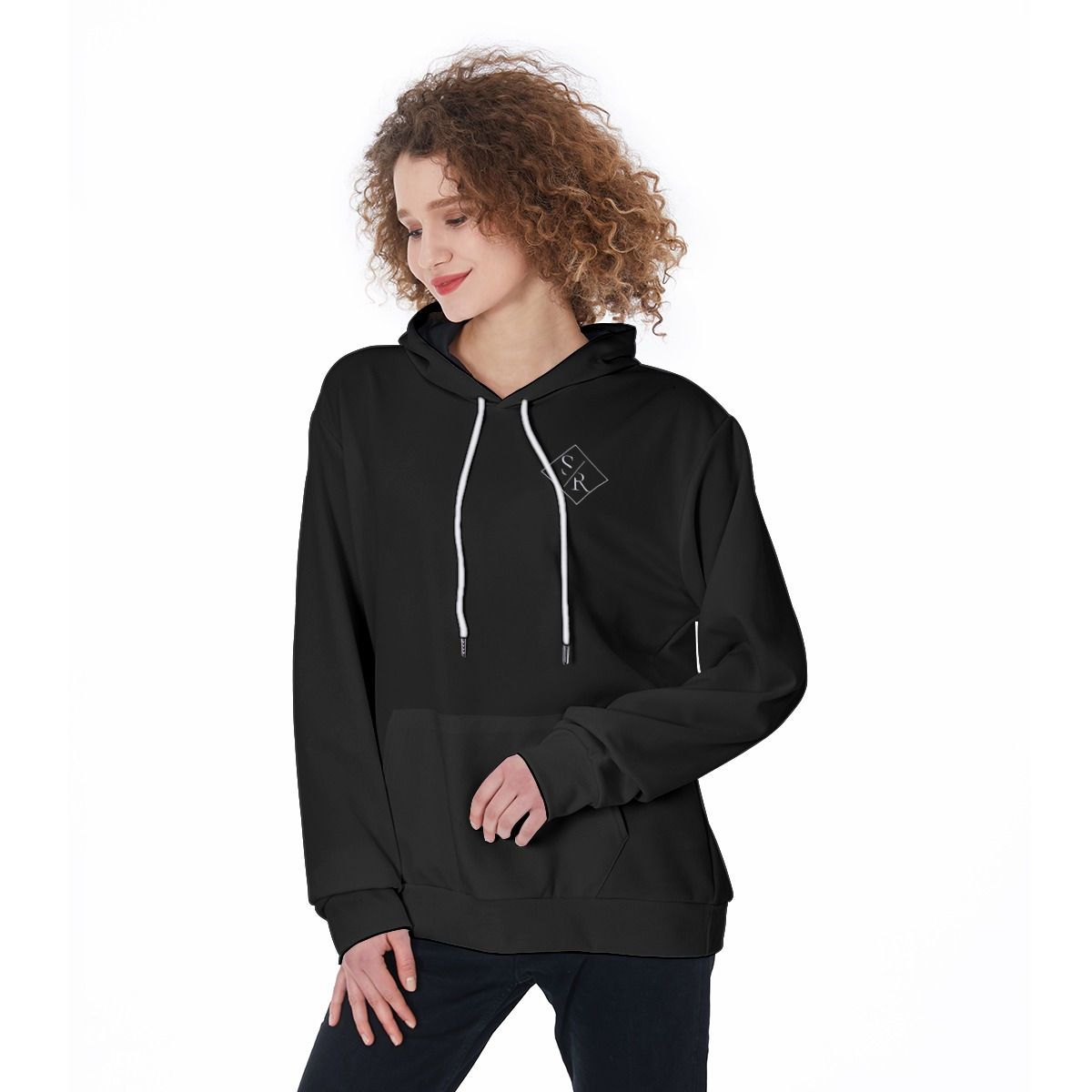 Sade Renee Women's Pullover Hoodie, Black with Classic Logo