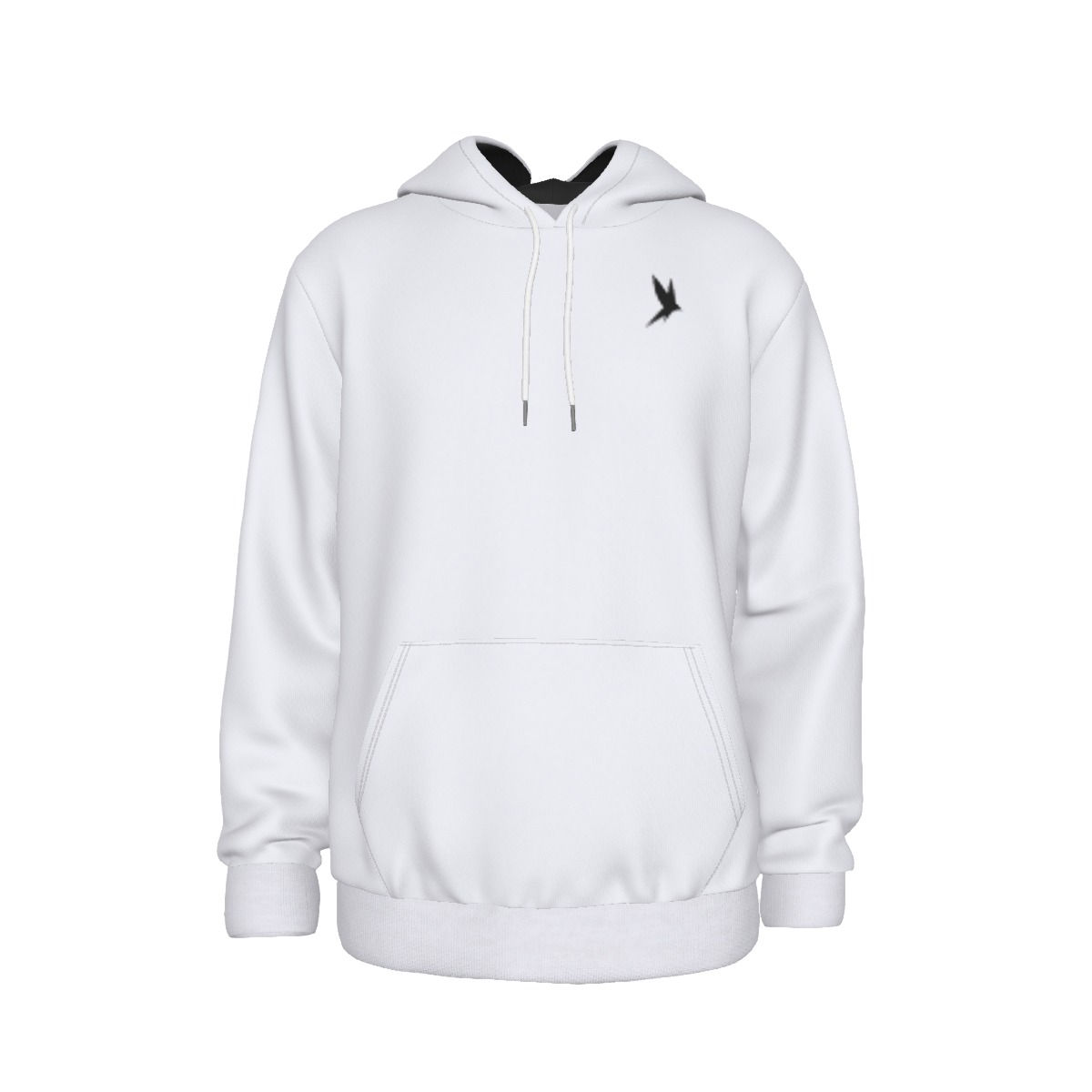 Red Scissortail Men's Pullover Hoodie, White with Black Bird Logo