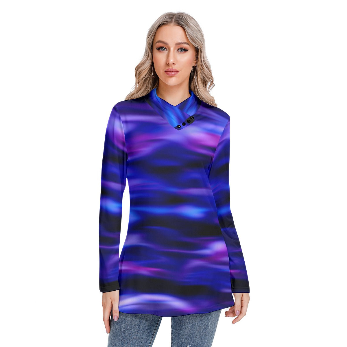 Sade Renee Women's Long-Sleeve Slim Casual Tunic Blouse