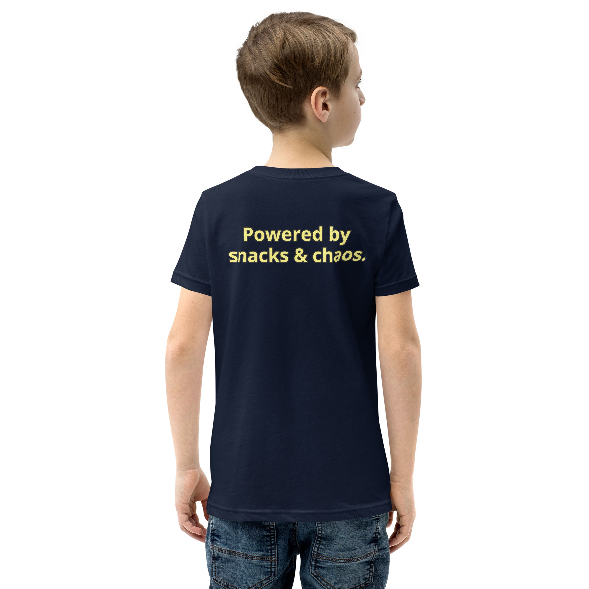 Youth ER-isms T-Shirt: "Powered by snacks and chaos."