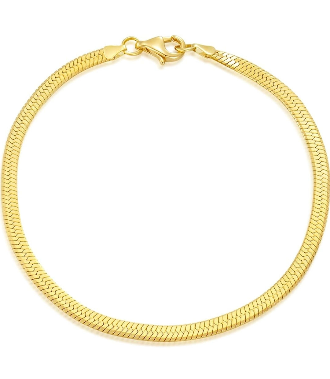 18K Yellow Gold 2.8mm Snake Chain Bracelet Herringbone - 8"