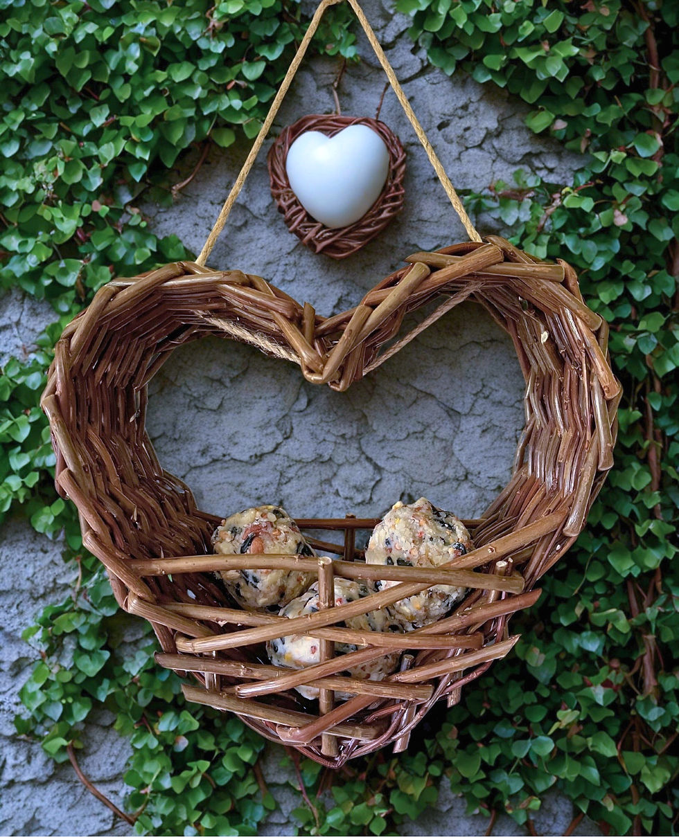 willow heart shaped bird feeder