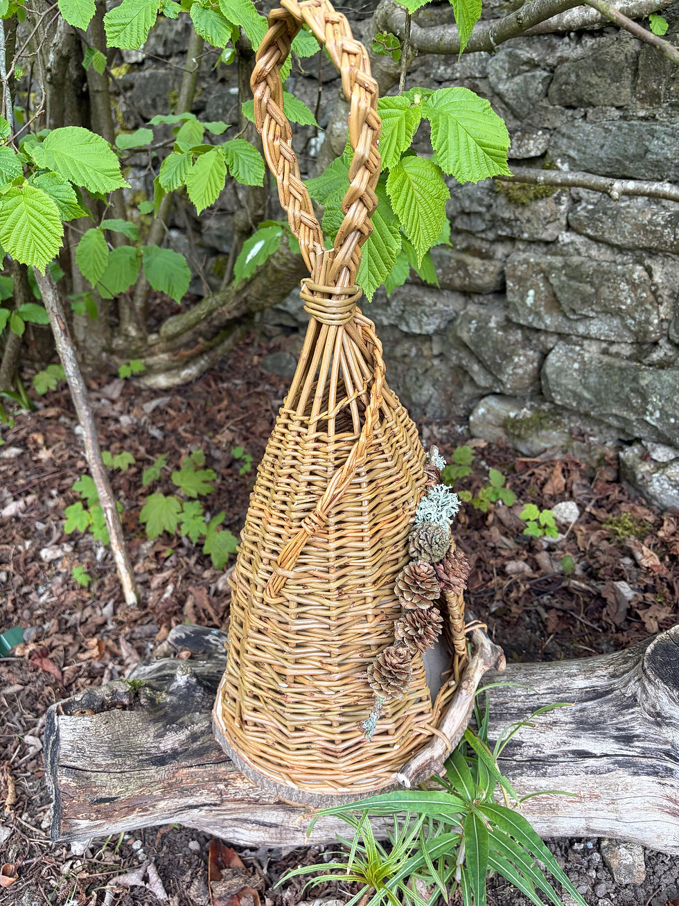 Thumbnail: side viewof  unique willow bird house feeder
