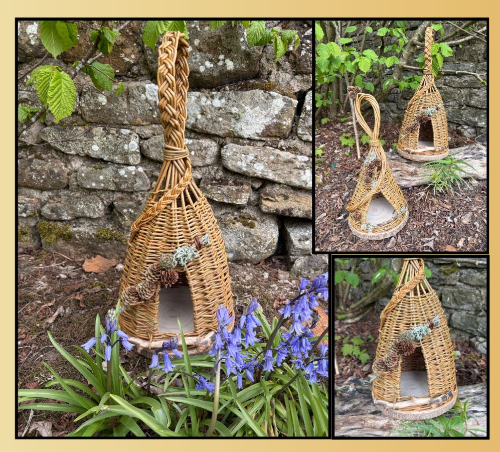 Photos of unique willow bird house feeder