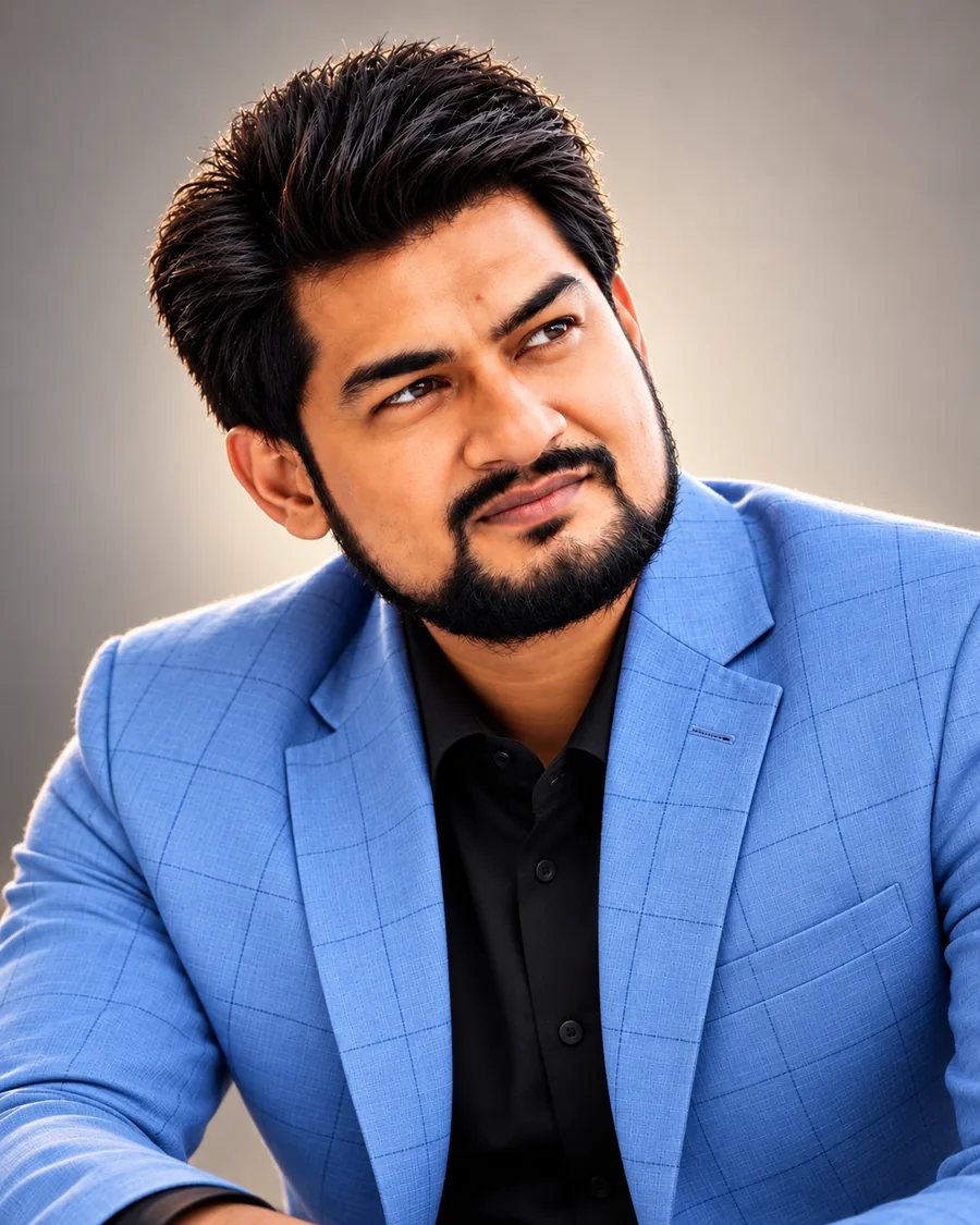 Aajay Yadav, President of the Renewable Energy Association of Rajasthan, in a blue blazer