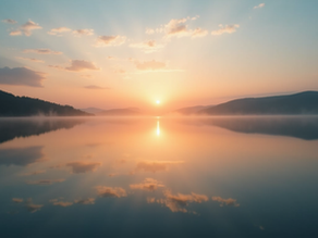 Sun setting over the lake