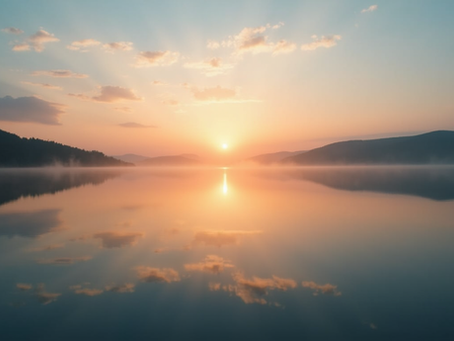 Sun setting over the lake