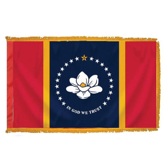 MISSISSIPPI 2021 3X5' NYLON INDOOR / PARADE FLAG - POLE HEM FRINGE