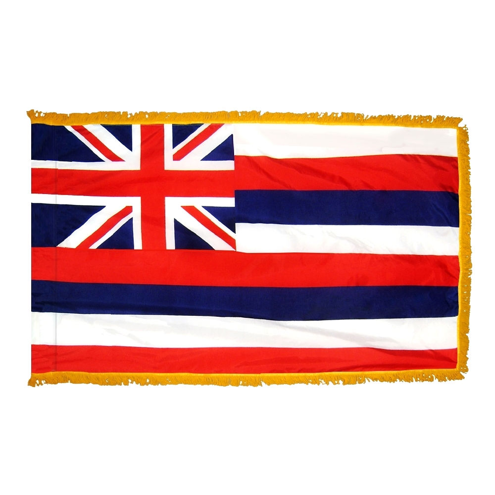 HAWAII 4X6' NYLON INDOOR / PARADE FLAG - POLE HEM FRINGE