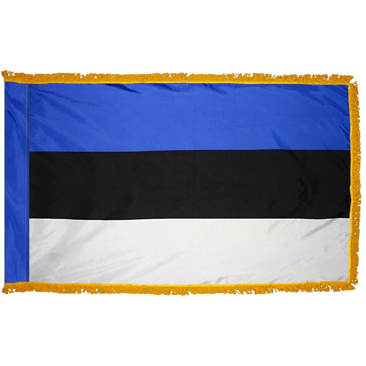 ESTONIA 3X5' NYLON INDOOR / PARADE FLAG - POLE HEM FRINGE